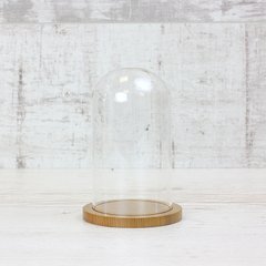Ковпак скляний на дерев'яній підставці 10х14, 5 см. горіх