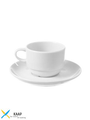Чашка с блюдцем 90 мл фарфоровая белая Bianco, Fine Dine
