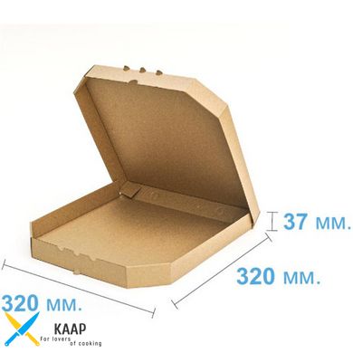 Коробка для піци 320х320х37 мм, бура картонна (паперова)