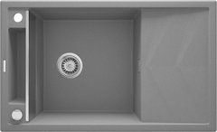 Мойка кухонная Magnetic, гранит, прямоуголь., с крылом, 820х500х219мм, чаша - 1, накладная, серый Deante
