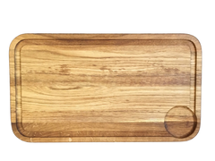 Доска для подачи стейка с выемкой для соусника 40х23х2,3 см (соусник 7 см) прямоугольная, деревянная с желобом