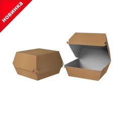 Упаковка-коробка для Бургера 120х120х93 мм клееная Maxi бумажная Крафт