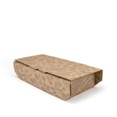 Коробка паперова для снеків, нагетсів Крафт 1PE (ст. дизайн) 205х110х50 мм