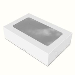 Коробка для солодощів/десертів 200х130х50 мм Maxi Біла з віконцем паперова