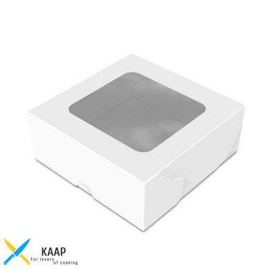 Коробка для суши (суши бокс) и сладостей 130х130х50 мм Midi Белая c окошком бумажная