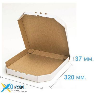 Коробка для піци 320х320х37 мм, біла картонна (паперова)