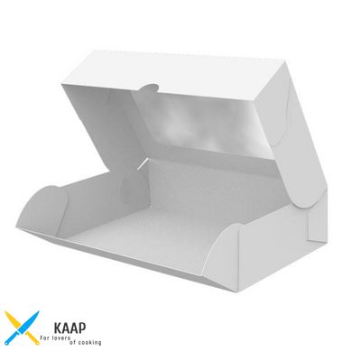 Коробка для солодощів/десертів 200х130х50 мм Maxi Біла з віконцем паперова