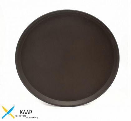 Поднос для официантов нескользящий 28х2.2 см круглый коричневый материал АВС