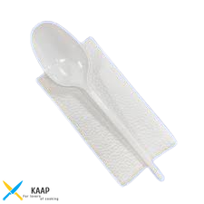 Ложка + салфетка в индивидуальной упаковке 150/160 мм (15/16 см) 100 шт/уп пластиковая, белая
