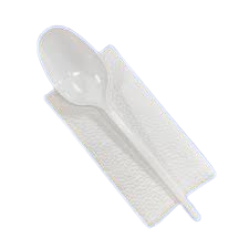 Ложка + салфетка в индивидуальной упаковке 150/160 мм (15/16 см) 100 шт/уп пластиковая, белая