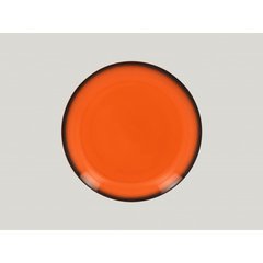 Тарілка кругла 24 см. порцелянова, оранжева з чорним обідком Lea, RAK