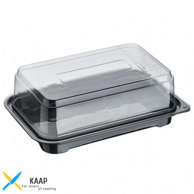 Упаковка для торта/кейка прямокутна PET з кришкою Чорний 250х110х110 мм