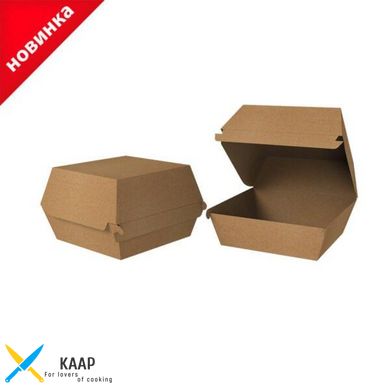 Упаковка-коробка для Бургера 120х120х93 мм клееная Maxi бумажная Крафт (ЕКО)
