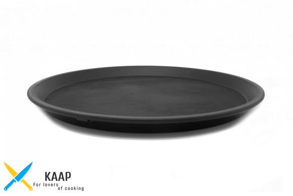 Таця для офіціантів нековзна 40,5х2,2 см круглий чорний матеріал АВС