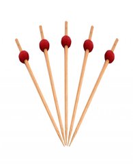 Шпажка для канапе с шариком 90 мм (9 см) 100 шт/уп бамбуковая "Красный жемчуг"