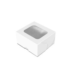Коробка для солодощів/десертів 100х90х50 мм Mini Біла з віконцем паперова