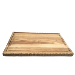 Доска для подачи Стейка 45х30х2 см с декором по краям прямоугольная с желобом, деревянная