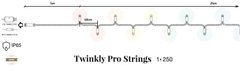 Smart LED Гірлянда Twinkly Pro Strings AWW 250, одинарна лінія, AWG22, IP65, зелений