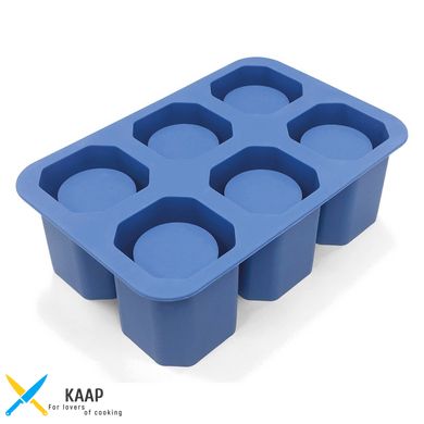 Форма синяя, силиконовая для кубиков льда в форме рюмки, 125x190x60 мм.