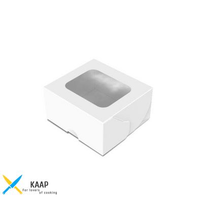 Коробка для солодощів/десертів 100х90х50 мм Mini Біла з віконцем паперова