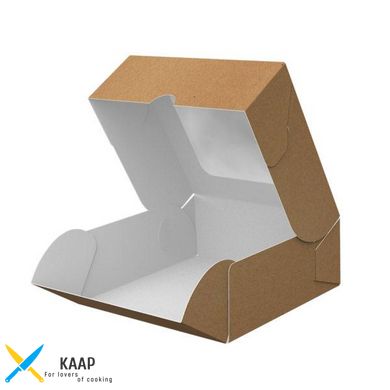 Коробка для суши (суши бокс) и сладостей 130х130х50 мм Midi Крафт c окошком бумажная