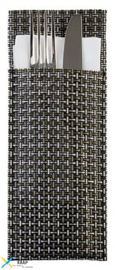 Диспенсер-конверт для столових приладів 24х9 см, 6 шт. плетений, сріблясто-сірий (набір) APS