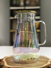 Кувшин для напитков 1600 мл "Аква" переливающее стекло (хамелеон) с металлической крышкой 102-40