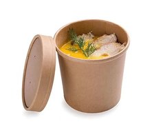 Комплект контейнера 930 мл бумажного крафта для супа (вторых блюд).