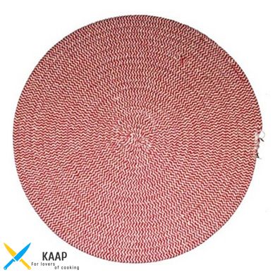 Коврик сервировочный 38 см "Рогожа" круглый розовый (красно-белый) DL-N21-38