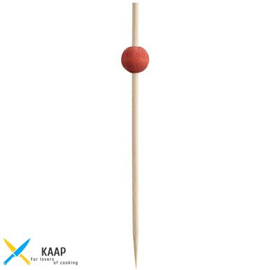 Шпажка для канапе с шариком 120 мм (12 см) 100 шт/уп бамбуковая "Красный жемчуг"