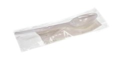 Ложка одноразовая прозрачная в индивидуальной упаковке 160 мм (16 см) + Салфетка прозрачная 100 шт