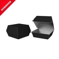 Упаковка-коробка для Бургера 120х120х93 мм клеєна Maxi паперова Чорна