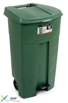 Бак-контейнер для сміття 125 л на колесах із педаллю зеленого кольору 58х50х94 см Bora Plastik BO993GREEN