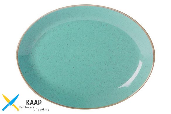Блюдо овальное 24х19 см. фарфоровое, бирюзовое в точку Seasons Turquoise, Porland