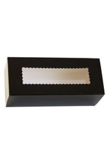 Коробка бумажная с прозрачным окошком для макарон, 1РЕ 141х59х49 мм черная