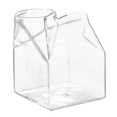 Молочник стеклянный в форме упаковке молока 350 мл прозрачный квадратный "Холодная гора" 102-349