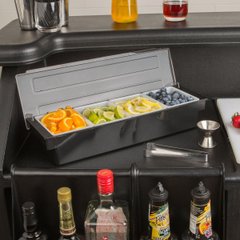 Ящик-органайзер барный для ингредиентов на 4 отделений с прозрачной крышкой