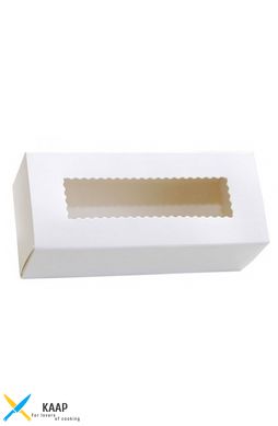 Коробка бумажная с прозрачным окошком для макарон, 1РЕ 141х59х49 мм белая