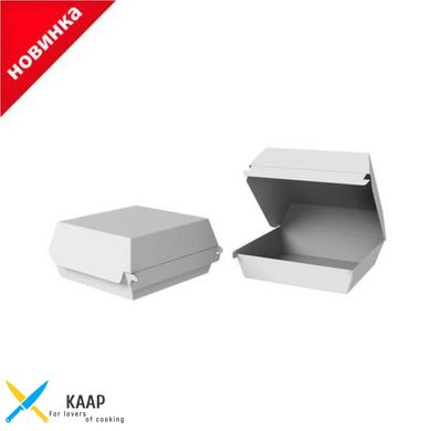 Упаковка-коробка для Бургера 115х115х64 мм клееная Midi бумажная Белая