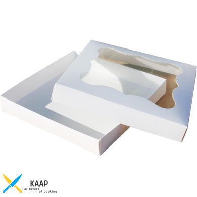 Коробка для печенья, пряников, зефира и конфет 200х200х30 мм белая, для зефира картонная (бумажная)