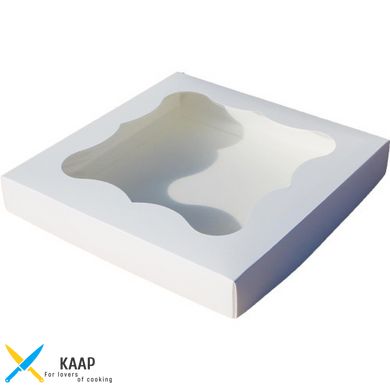 Коробка для печенья, пряников, зефира и конфет 200х200х30 мм белая, для зефира картонная (бумажная)