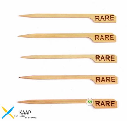 Шампур-шпажка бамбуковая со степенью прожарки RARE 90 мм (9 см) Весло-Гольф