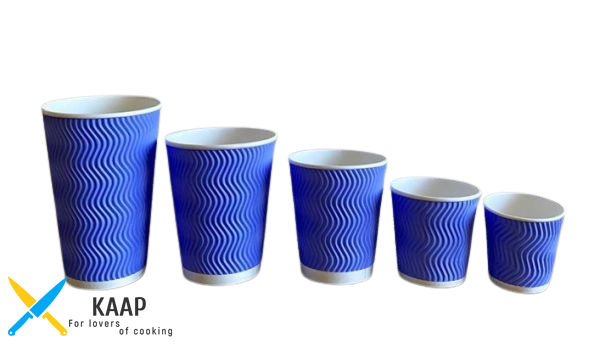 Склянки одноразова гофровані-хвиля 270 мл 25 шт синій (лавандовий) (ripple) 41966