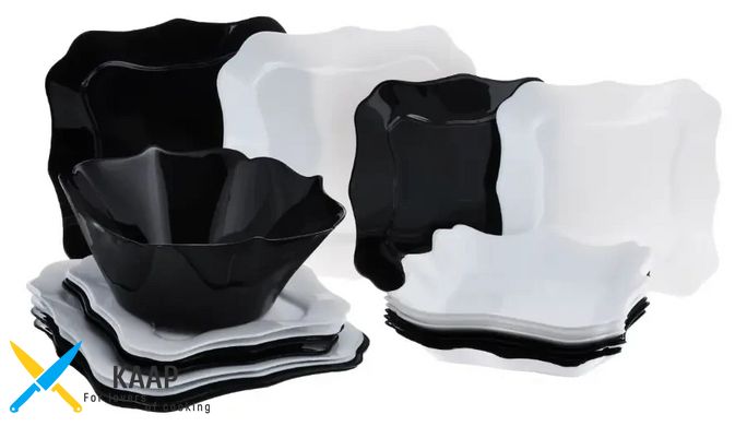 Сервіз столовий 19 предметів на 6 осіб чорний Authentic Black&White Luminarc E6195