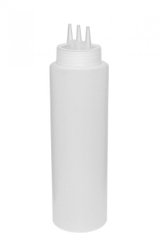 Пляшка-диспенсер для соусів із трьома носиками 720 мл. прозора пластикова