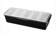 Ящик-органайзер барный для ингредиентов на 5 отделений с прозрачной крышкой