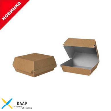 Упаковка-коробка для Бургера 115х115х64 мм клеєна Midi паперова Крафт