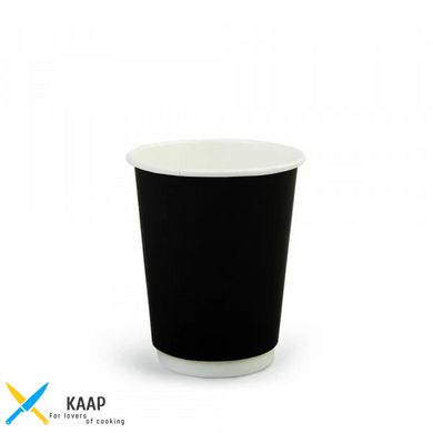 Склянка паперова двошарова 250мл | Чорний Soft-Touch Ø=80мм, h=89мм