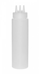 Пляшка-диспенсер для соусів із трьома носиками 950 мл. прозора пластикова