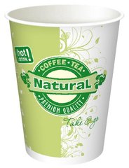 Склянка одноразова 250 мл 76х90 мм паперова Natural з малюнком кави зелена
